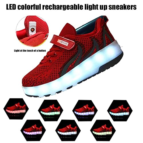 Light Up Shoes Led Roller Skate Shoes Wheels Boys Girls Sneakers, Kids Led Light Up Shoes Usb Charging Flashing Sneakers Unisex for Festivals, Thanksgiving, Christmas, New Year(Size:US 13,Color:Black)4