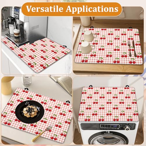 Red Cherry Glass Top Stove Cover Protector,Pink Checkered Heat Resistant Stove Top Cover, Large Size Range Covers for Electric Stove Countertop Mat, 28 x 20 Inch by YIKTI - Used condition - Image 7