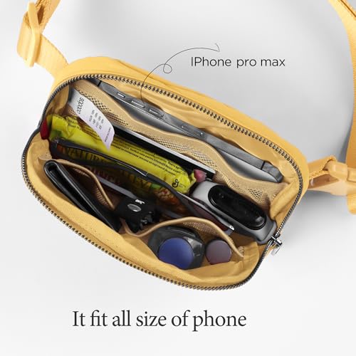 Image of ODODOS Unisex Mini Belt Bag with Adjustable Strap Small Fanny Pack for Workout Running Traveling Hiking, Buff Yellow