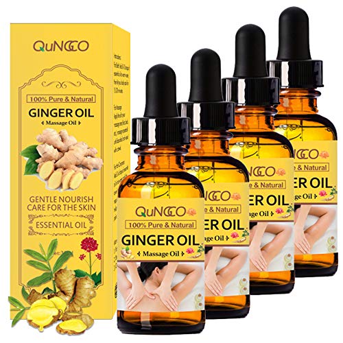 4 Pack Gua Sha Ginger Oil for Lymphatic Drainage Massage, Massage Oil for Massage Therapy, Sore Muscle Massage Oil Ginger Essential Oil,Relax Muscle Soreness