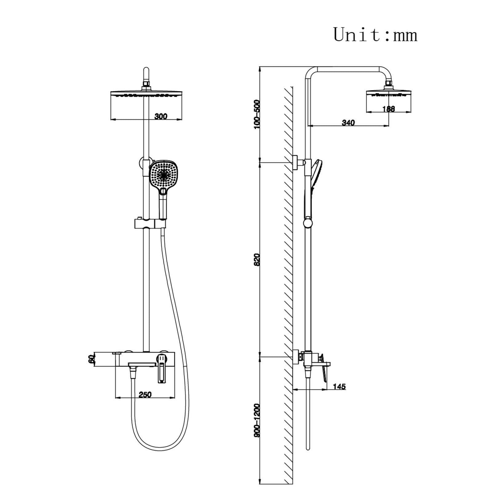 Columna Ducha con Cabezal de Ducha Redondo Cromado