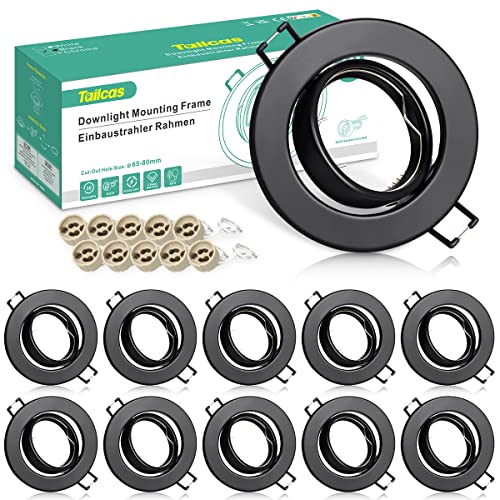 3x Einbaustrahler Schwarz Matt, GU10 Fassung, Schwenkbar, Für LED/Halogen, Bohrloch ø 68 Mm