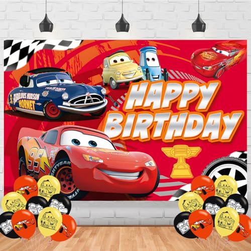 Cartoon Car Backdrop 5x3 Vinyl Maqueenn Car Birthday Party Supplies Photography Background Picture Photoshoot Cake Table Decor Banner Video Shoot Drapes Poster