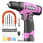 PULITUO 12V Cordless Drill with Li-Ion Battery, 21+1 Torque Setting, 3/8” Keyless Chuck, Variable Speed Switch, LED Light