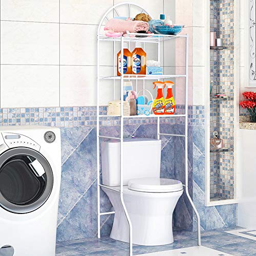 MorNon Baño Blanco Estante de Almacenamiento de 3 Niveles sobre Inodoro Baño Lavandería Lavadora Toallero