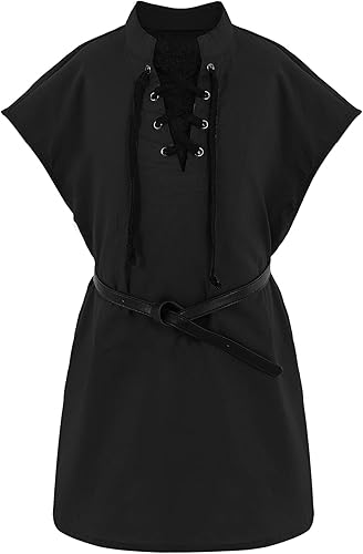 Camisetas de pirata renacentista para niños, estilo vikingo, medieval, sin mangas, con cordones, de algodón escocés disponible en Yaxa Costa Rica