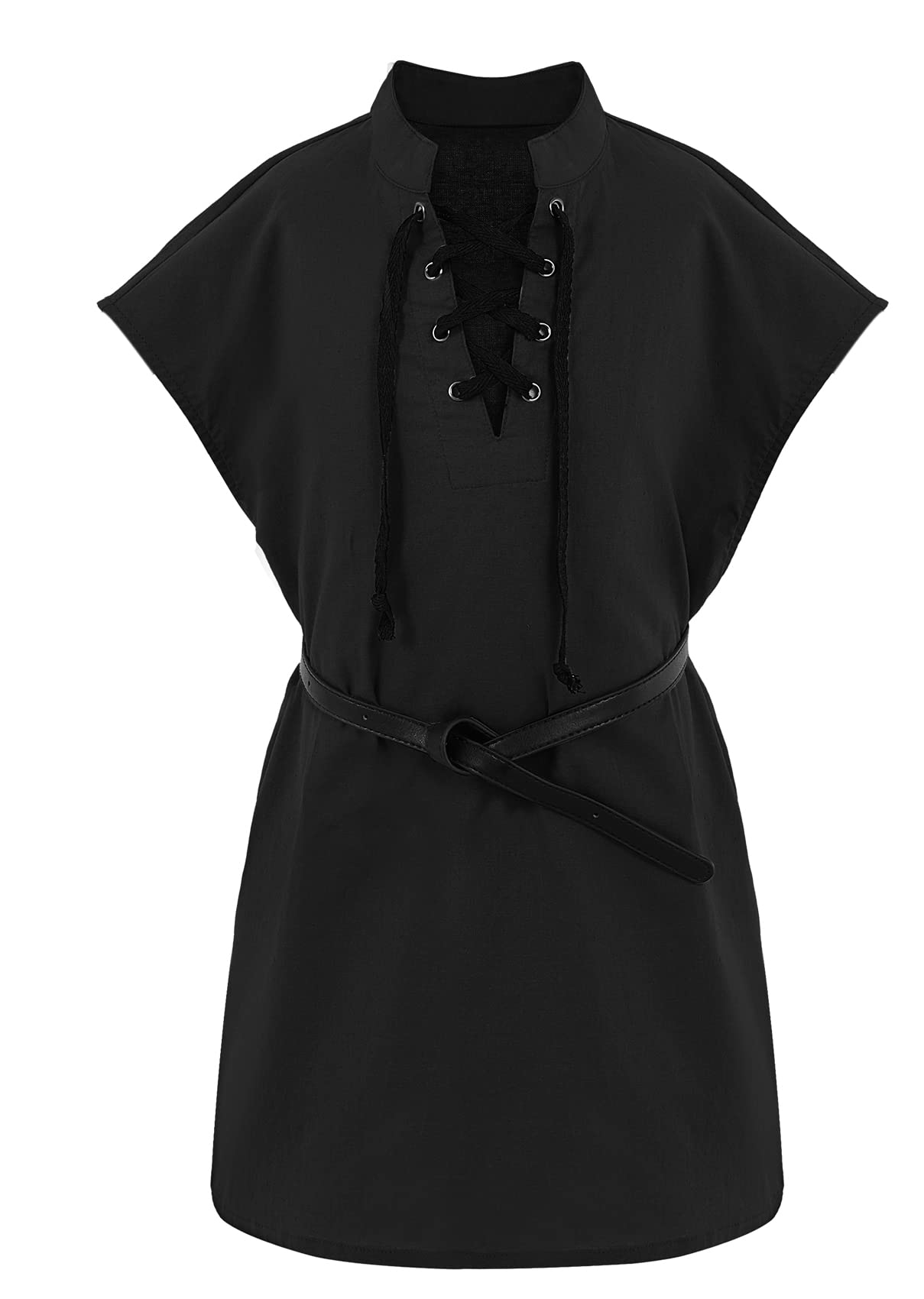 Boys Kids Renaissance Pirate T Shirts Viking Medieval Sleeveless Lace Up Costume Scottish Cotton Tank Tops