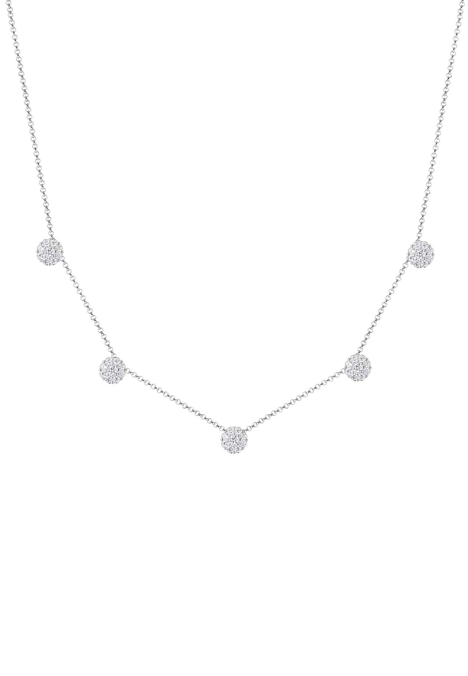 Elli Necklace Choker Round Flower Basic Crystals 925 Sterling Silver