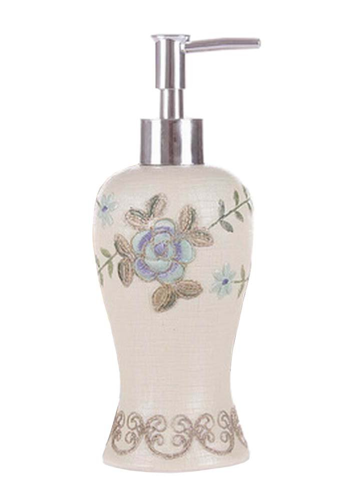 Dispensador de jabón de cerámica, Botella de loción Recargable, [Rosa] Elegante Botella de loción dispensador de jabón de Resina