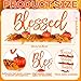 Amyhill 3 Pcs Thanksgiving Decorations for Home Thanksgiving Table Centerpieces Thankful Blessed Grateful Sign Fall Maple Leaves Pumpkin Arrangement with Wood Base for Autumn Harvest Party Tabletop