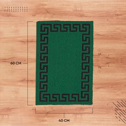 Image of Encasa XO Coir Door Mat for Home Entrance, Anti Slip PVC Back Green