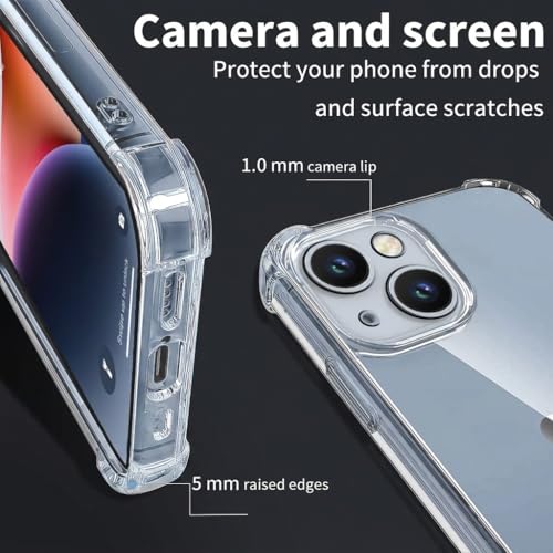 Image of Fashionury 3D Raised Transparent Crystal Clear Back Cover for iPhone 14 | Shockproof Design | Anti-Slip Grip | Camera Protection | 360 Degree Protection Mobile Case