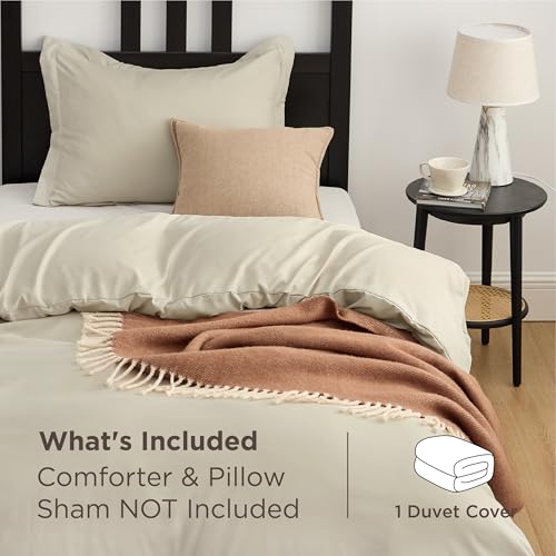 Image of Bedsure Twin /Twin XL Duvet Cover, 1Pc Soft Double Brushed Bedding, Beige | For Kids & Adults, 68 inchx90 inch, Only 1 Comforter Cover, No Pillow Shams, Hotel Luxury, Breathable, Lightweight, Zipper Closure