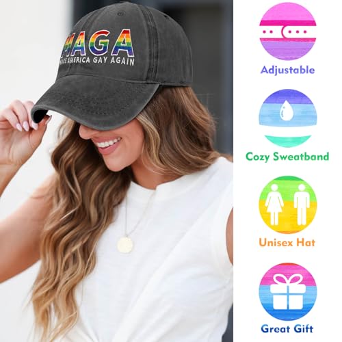 Image of Gay Pride Rainbow Trucker Hat for Men and Women LGBT Embroidered Adjustable Washable LGBTQ Baseball Cap Gifts
