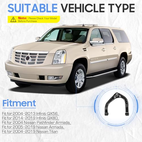 Front Upper Control Arms w/Ball Joints Suspension Kits for 2004-2013 Infiniti QX56, 2014-2019 Infiniti QX80, 2004 Pathfinder Armada, 2005-2019 Nissan Armada, 2004-2019 Nissan Titan (2PCs) - Image 3