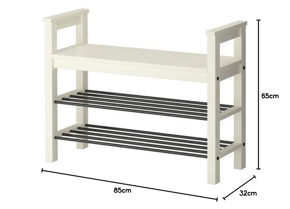 Ikea HEMNES Bank with shoe rack; in white; made of solid wood; (85