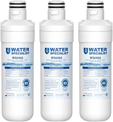 Waterspecialist MDJ64844601 Fridge Water Filter, NSF Licensed, Substitute for LG LT1000P, LT 1000P, LT1000PC, LT1000PCS, LFXC24796S, ADQ74793501, ADQ74793502, Kenmore 46-9980, 9980 (Pack of three)