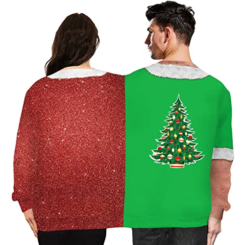 GRAJTCIN Mens and Womens Two Person Ugly Christmas Sweater 3D Printed Sweatshirt Couple2