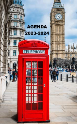 AGENDA 2023 2024: Agenda Scolaire LONDRES Planificateur journalier 1 page par jour - Organiseur scolaire de septembre 2023 à juillet 2024 pour étudiants, collège, Lycée - Format A5