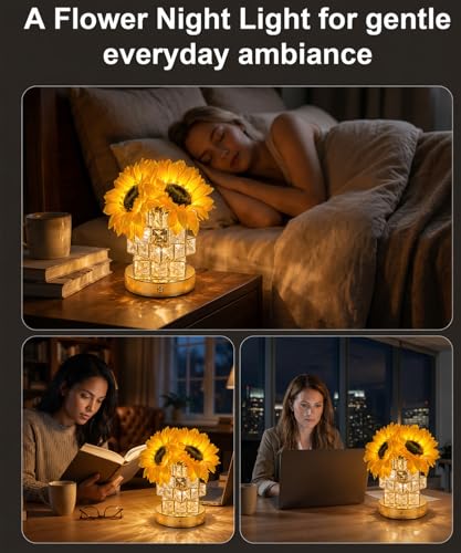Image of Fussion Rechargeable Sunflower Lamp, Flower Lamp, Birthday Gifts for Women