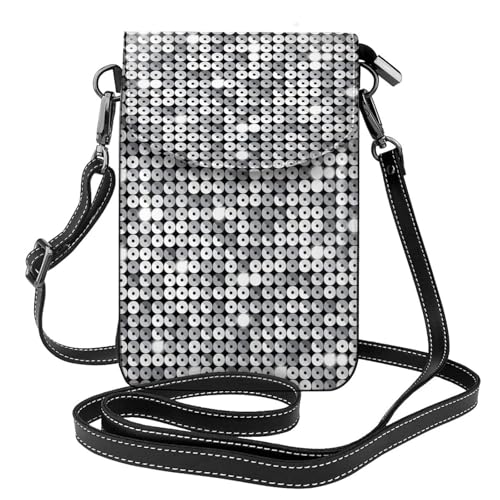 Petit sac bandoulière argenté et porte-téléphone en cuir PU pour femme