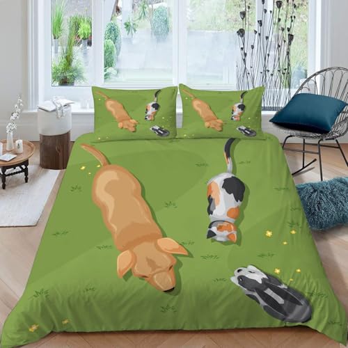 布団カバーセット ダブル 3点セ 動物 寝具カバーセット布団カバーポリエステル100% 優しい肌触り 柔らかい 通気性 速乾タイプ防ダニ四季通用(190x210cm)2 枕カバー(43x63cm)