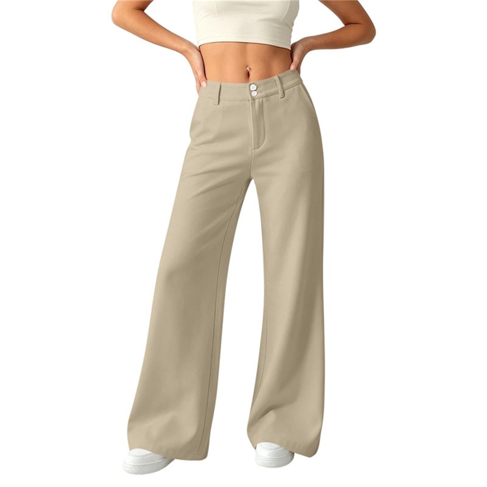 Générique Pantalon De Loisir pour Femme avec Taille Élastique Et Poches Avant - Pantalons Large Style Ville À Coupe Droite, Idéal comme Pantalon Décontracté pour Le Quotidien Et Le Week-End