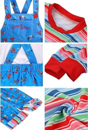 Varuotu Chucky Costume Kids Halloween Chucky Costume Boys Girls Stripe Top Jumpsuit Dress Chucky Mask Halloween Cosplay Prop thumb #5