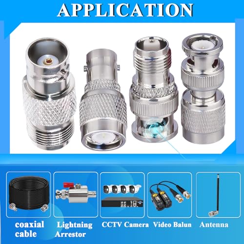 Set 4 adaptadores coaxiales TNC a BNC macho-hembra miniatura 4