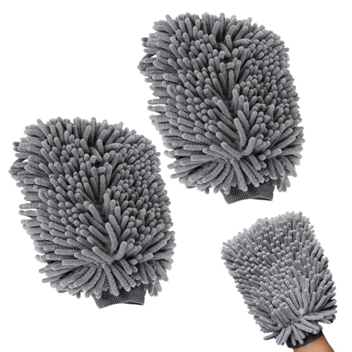 Pixaro Auto Waschhandschuh - 2 Stück Microfaser-Handschuh für Autopflege, Extra Saugstark Und Schonend Weich, Waschhandschuh Auto für Autowäsche und Fensterreinigung