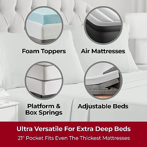 Image of Mellanni Extra Deep Full Sheets - 4 PC Iconic Collection Bedding | Hotel Luxury, Ultra Soft, Cooling Bed Sheets - Wrinkle, Fade, Stain Resistant (Full, Spa Mint)