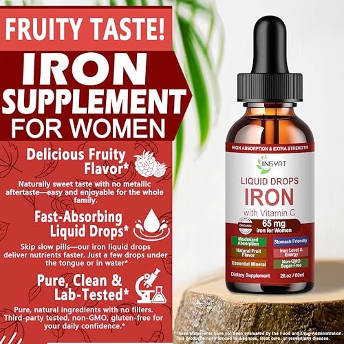 Iron Supplement Liquid Drops, High Absorption Iron Supplement for Women 65 mg, Liquid Iron for Red Blood Cell Support*, Vegan Essential Mineral Iron Drops with Vitamin C, Non-GMO, 30 Servings - Image 5