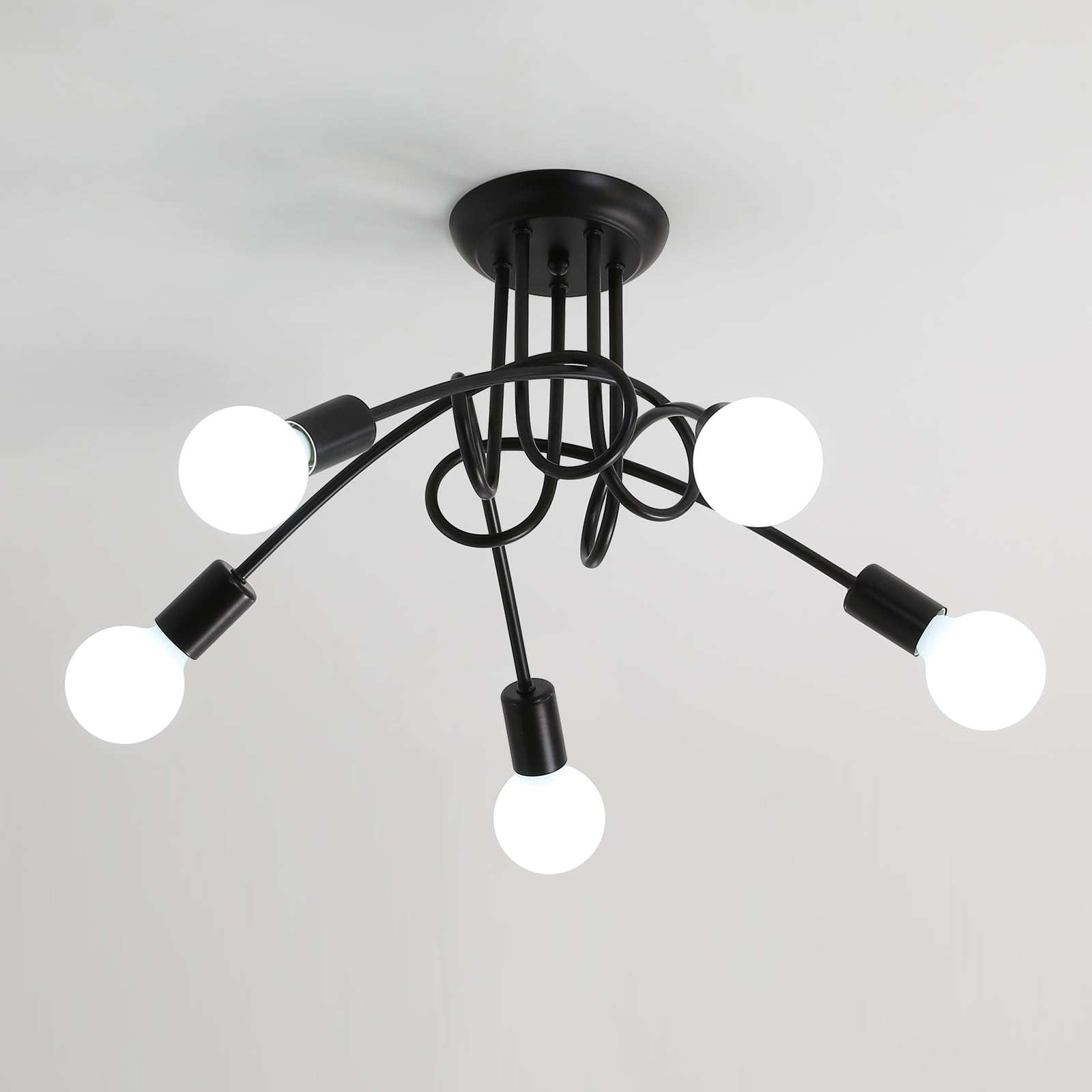Comely Industrial Sputnik Ceiling Light, Modern 5-Light E27 Metal Chandelier - Image 2