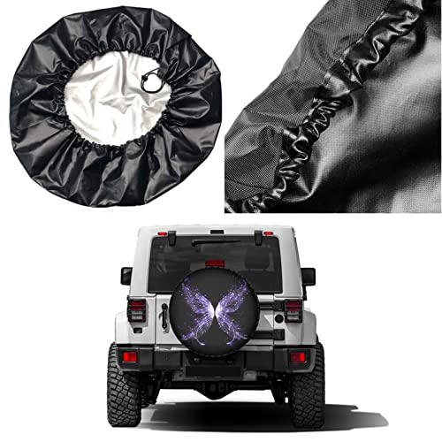 Image of Delerain Purple Butterfly Spare Tire Covers for RV Trailer SUV Truck and Many Vehicle, Wheel Covers Sun Protector Waterproof (16 Inch for Diameter 29 inch-31 inch)