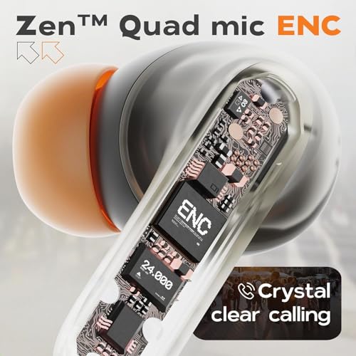 Image of iFAST True Wireless Stereo in Ear Earbuds with Quad Mic ENC | Low Latency Gaming | Type-C Fast Charging | 100 Hours Long Playtime Charging Case | Bluetooth 5.3 Earbuds TWS[ Off-White ].