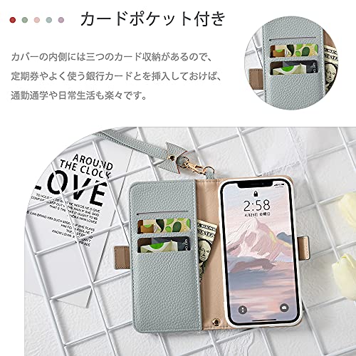 3CCart iPhone15 ケース 手帳型 かわいい 女性 アイフォン15 スマホケース 手帳型 カード収納 スタンド機能 可愛い おしゃれ ノート型 人気 手帳(iPhone 15ブルー)