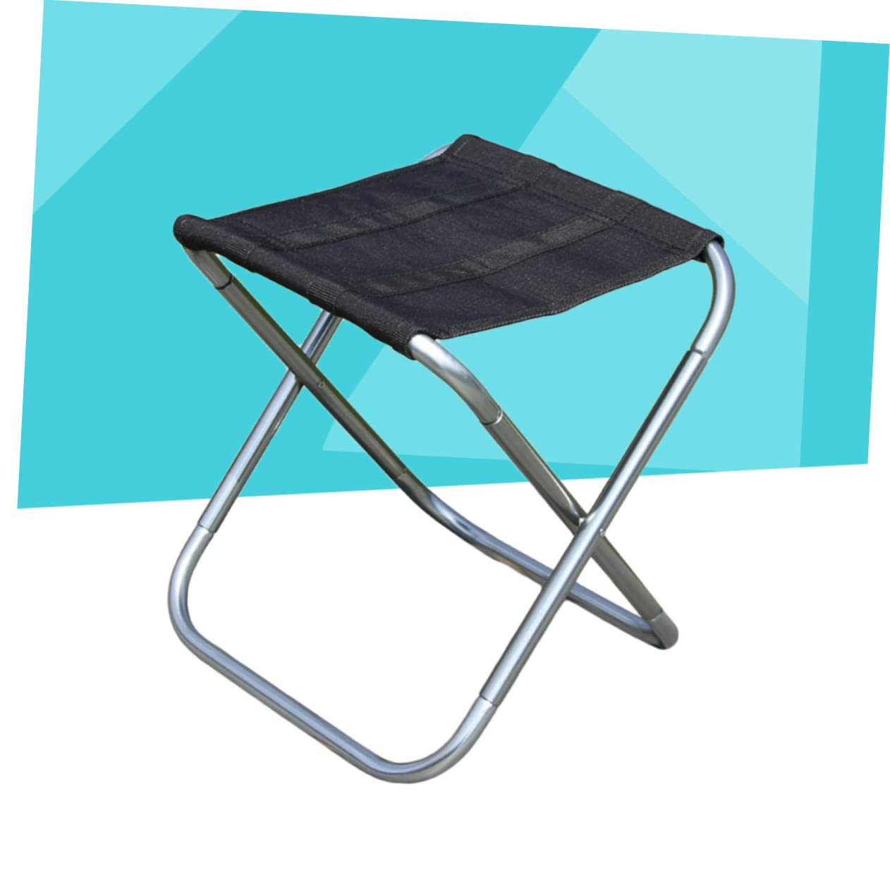 Happyyami Outdoor Collapsible Folding Stool Lightweight Portable Chair for Camping Fishing Travel BBQ Beach Durable Compact Design Black Silver