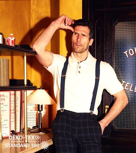 Image of PIERROT Men's Suspenders - One Size Adjustable and Elastic Suspenders for Men Trousers Heavy Duty with 4 Very Strong Clips