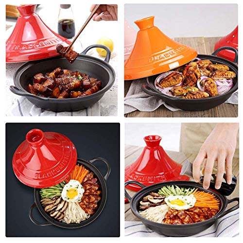 Tagine Pot, Enameled Cast Iron Pot, Japanese Home Braised Ceramic Casserole, for Different Cooking Styles and Temperature Settings Oven/Orange