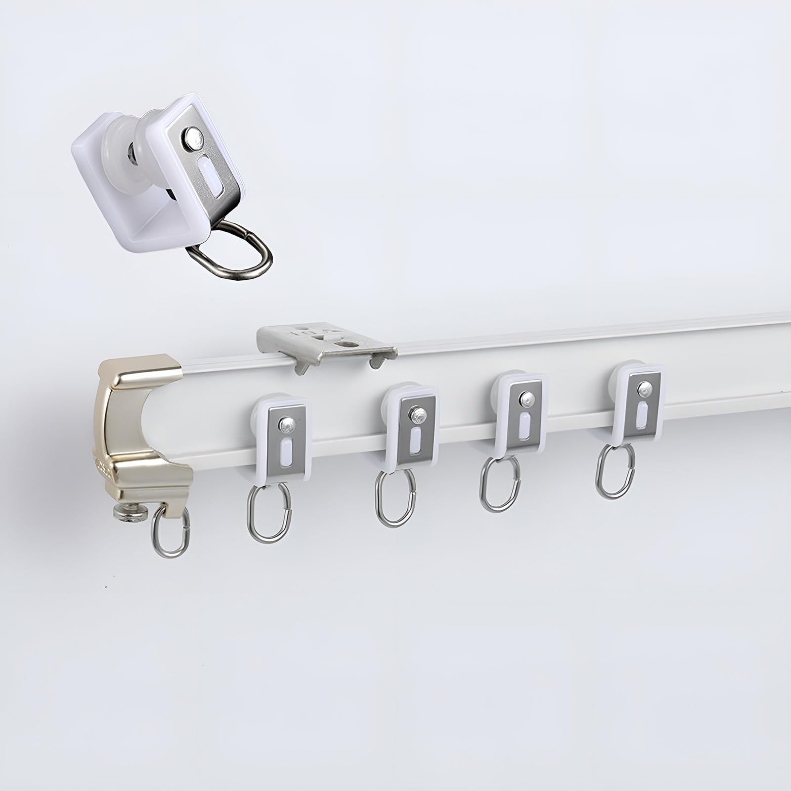 Curtain Track, (70cm - 600cm) Bendable Ceiling Mount Curtain Rail Aluminum Curtain Tracks For Room Divider, Sliding Drop Curtain Poles Set For Rv, Hospital(White,70cm)