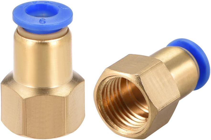 uxcell sourcing map Push to Connect Tube Fitting Adapter 6mm Tube OD x G1/4" Female Straight Pneumatic Connecter Connect Pipe Fitting 2pcs
