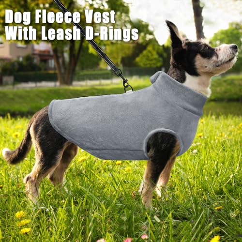 Idepet Hunde-Fleece-Weste, Pullover, mit Reißverschluss, Warmer Pullover, Hundejacke mit D-Ring-Leine, für den Winter, kaltes Wetter, Haustierpullover, Kleidung, Kapuzenpullover für kleine,
