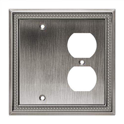 Image of Henne Bery Sunken Pearls Heavy Duty Decorative Wall Plate Switch Plate Outlet Cover (Blank /Duplex, Heirloom Silver)