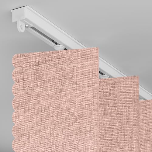 Image of AJAZZ 100% Blackout Accordion Door Invisible Folding Door Accordion Doors Interior Magnetic Door Curtain Front Door Curtains for Glass Window Sets Included Tracks (1Panel, 43W x 80 L, Pink)
