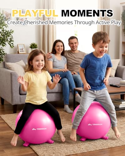 Image of Trideer Flexible Seating for Classroom Elementary, Yoga Ball Chairs for Kids, Wobble Chair of School Supplies for Sensory Kids, Student Desk Chairs for Homeschool (Pink, 55cm)