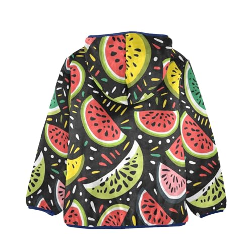 Boys Girls Fleece Jacket Cute Watermelon Graffiti Kids Warm Hooded Outwear Coat2
