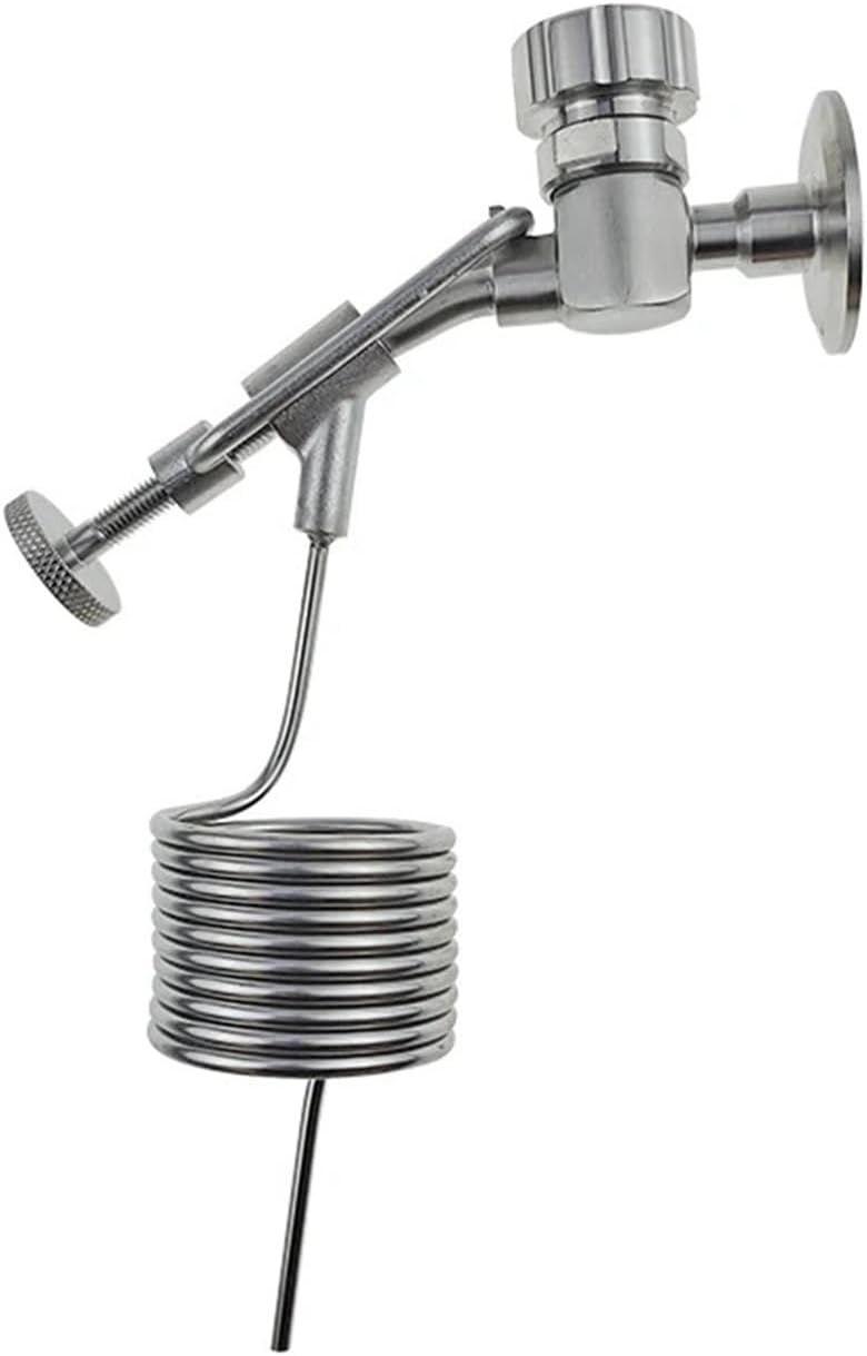 Home Brewing 1.5" Tri Clamp Sample Valve with Pig Tail Cooling Coil,Homebrew Defoamer Beer Foam Removal, Sanitary SS304 Stainless Steel Brewing Accessories(Coil only)