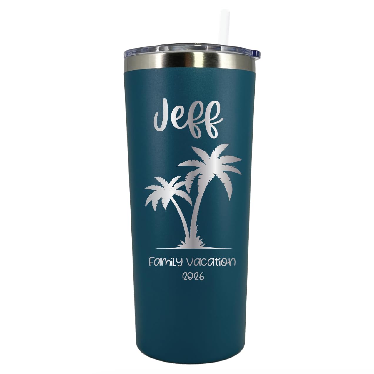 Personalized Vacation Tumbler, Laser Engraved 22 oz Tumbler with Lid and Straw, Family Vacation Cups, Beach Vacation Tumbler, Family Trip Gift, Bachelorette Trip, Girls Trip