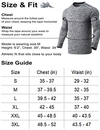 3 Pack: Men's Long Sleeve T Shirts, Dry Fit Uv Sun Protection Outdoor Hiking Athletic Active Tops With Thumb Holes (Set 1, Medium) #TOP5