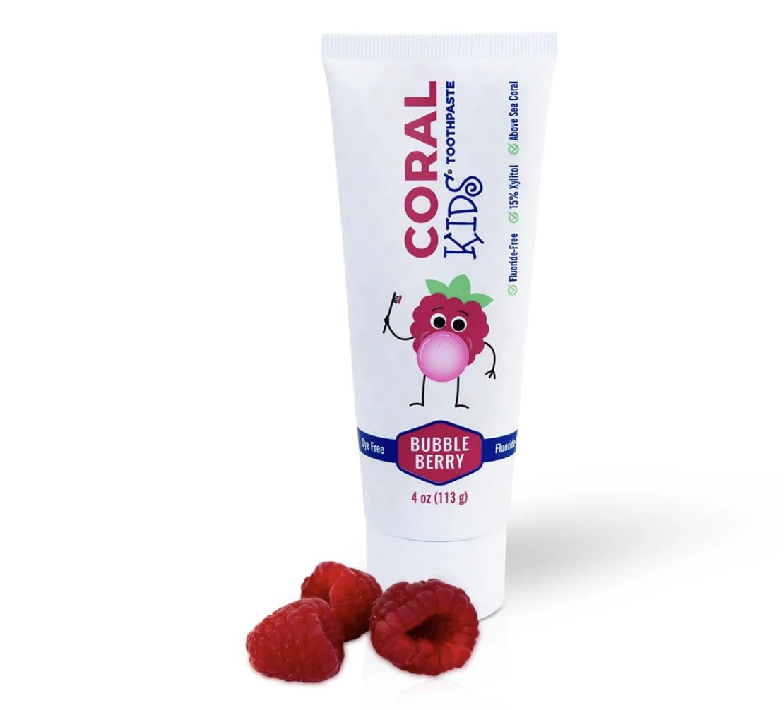 Coral White Kids Bubble Berry Fluoride Free Toothpaste - 4 Ounces (1 Pack)